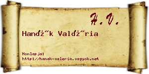 Hanák Valéria névjegykártya